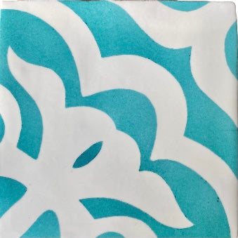 Turquoise glazed ceramic wall tile, Isla collection, handcrafted luxury Moroccan-inspired pattern, premium UK-made decorative tile by Maria Starling Design at brixbailey.com