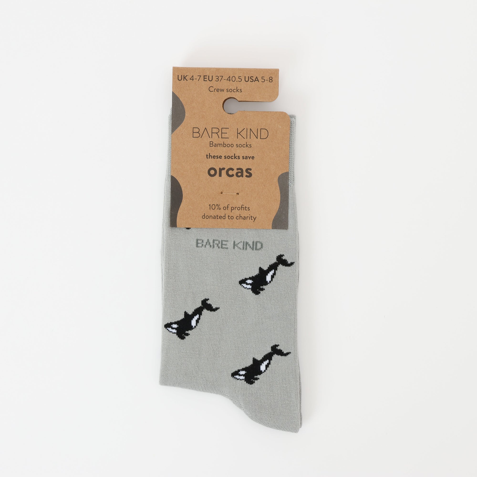 Save the Orca Small Motif Socks in Grey