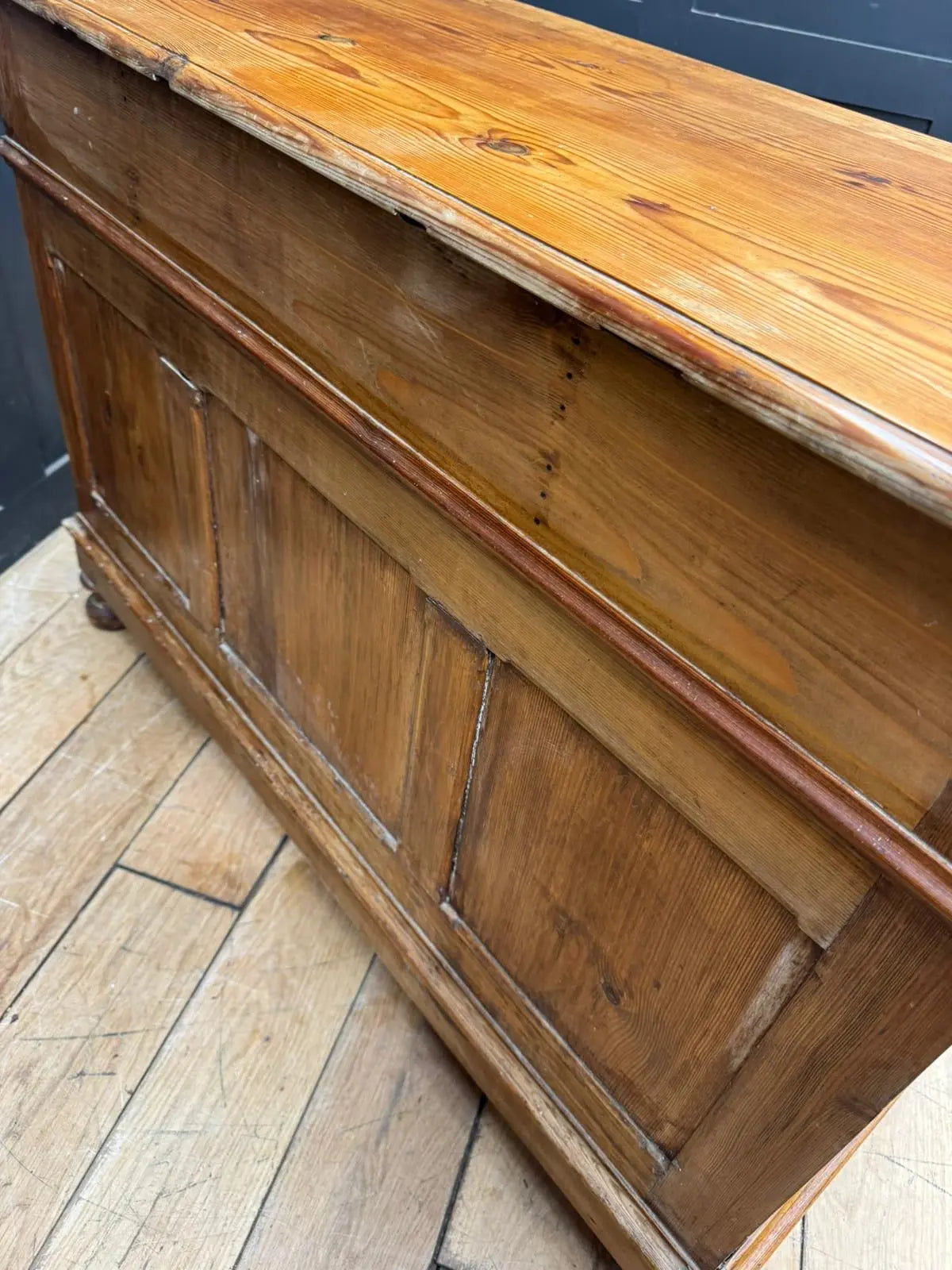 Antique Pine Pedestal Desk Dressing Table with Cupboards &amp; Drawers