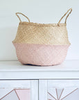 Dusky Pink two-tone Seagrass Basket - Extra Large