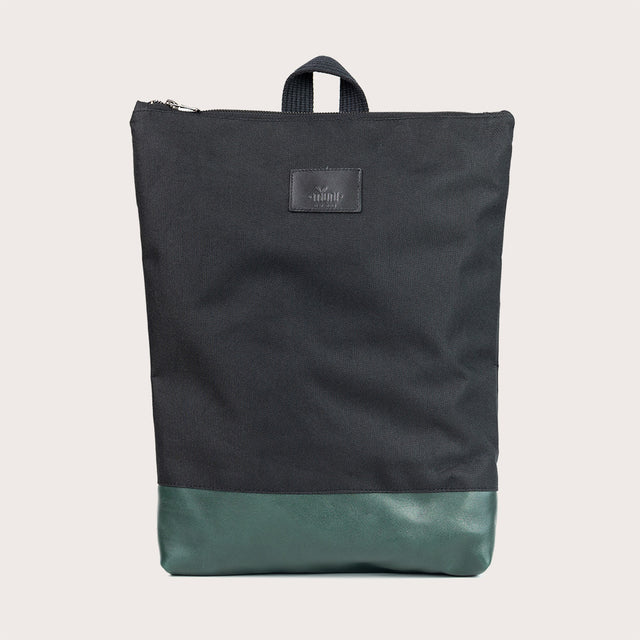 Waterproof Backpack with Green Leather Base