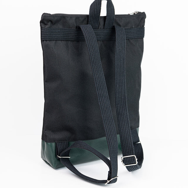 Waterproof Backpack with Green Leather Base