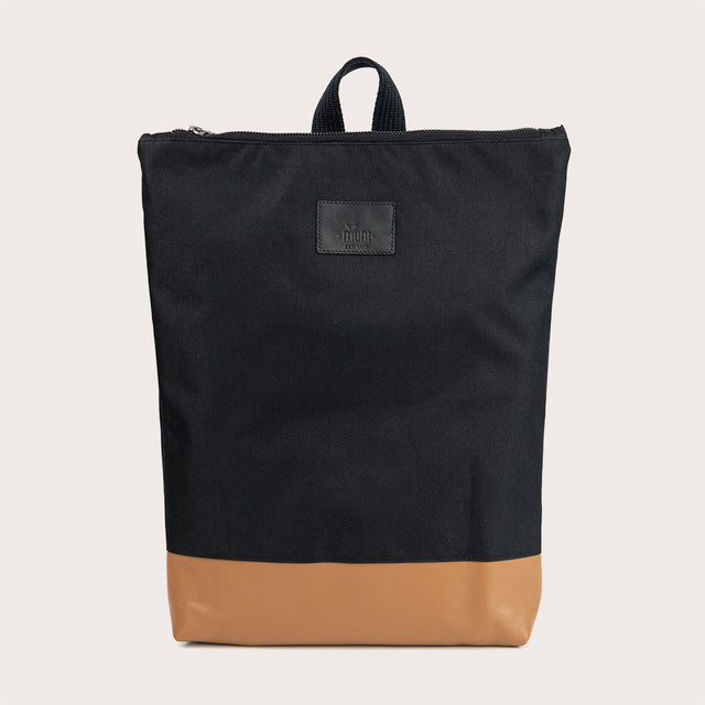 Waterproof Backpack with Tan Leather Base