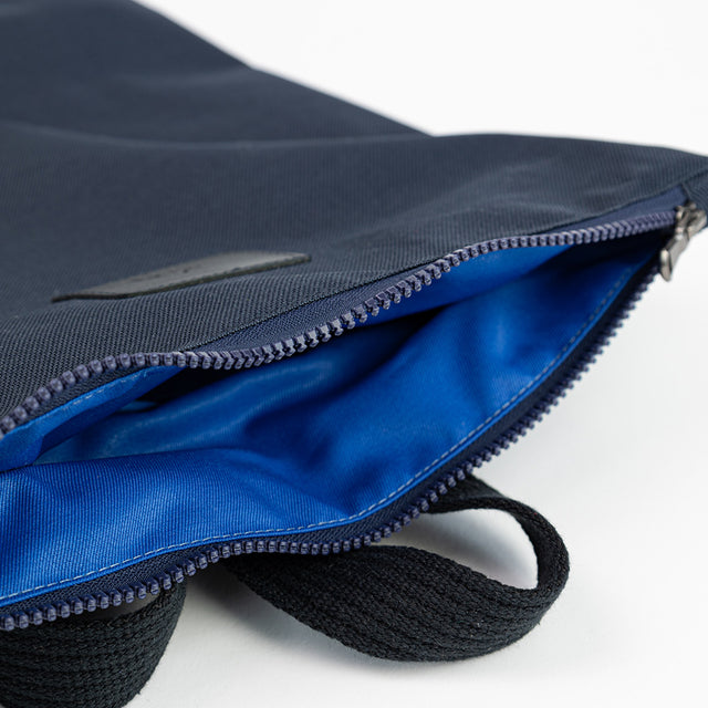 Waterproof Navy Blue Backpack with Leather Base