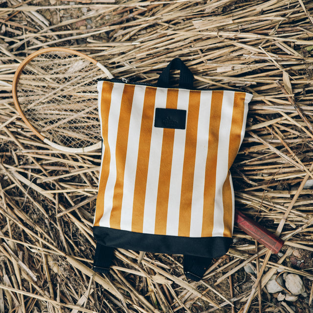 Kids Backpack in Yellow and White Stripes