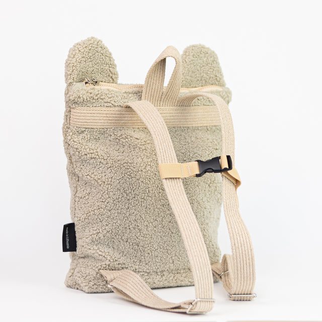 Eco-Friendly Beige Teddy Backpack for Kids – Sustainable &amp; Fun by Muni at www.brixbailey.com