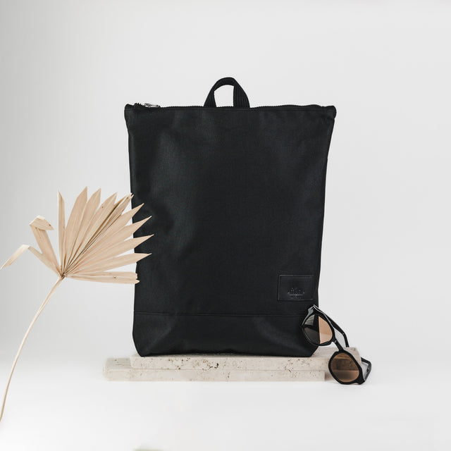 Backpack with black leather - 13&quot; Laptop Pocket