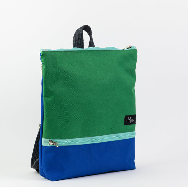 Green+Blue Waterproof Adventure Backpack, Handcrafted