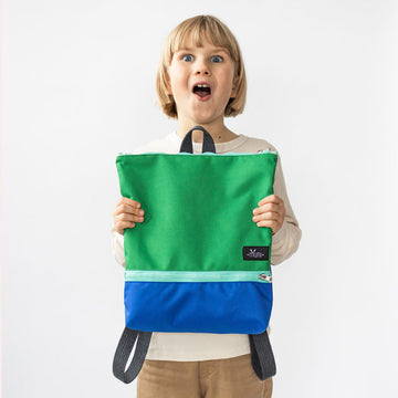 Green+Blue Waterproof Adventure Backpack, Handcrafted