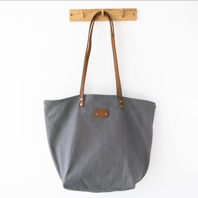 Grey Denim Tote Bag for Everyday Use