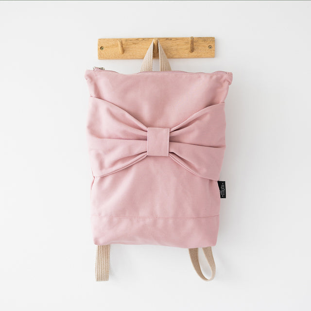 Pink Bow Denim Backpack