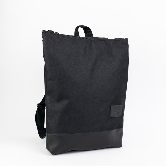 Backpack with black leather - 13" Laptop Pocket