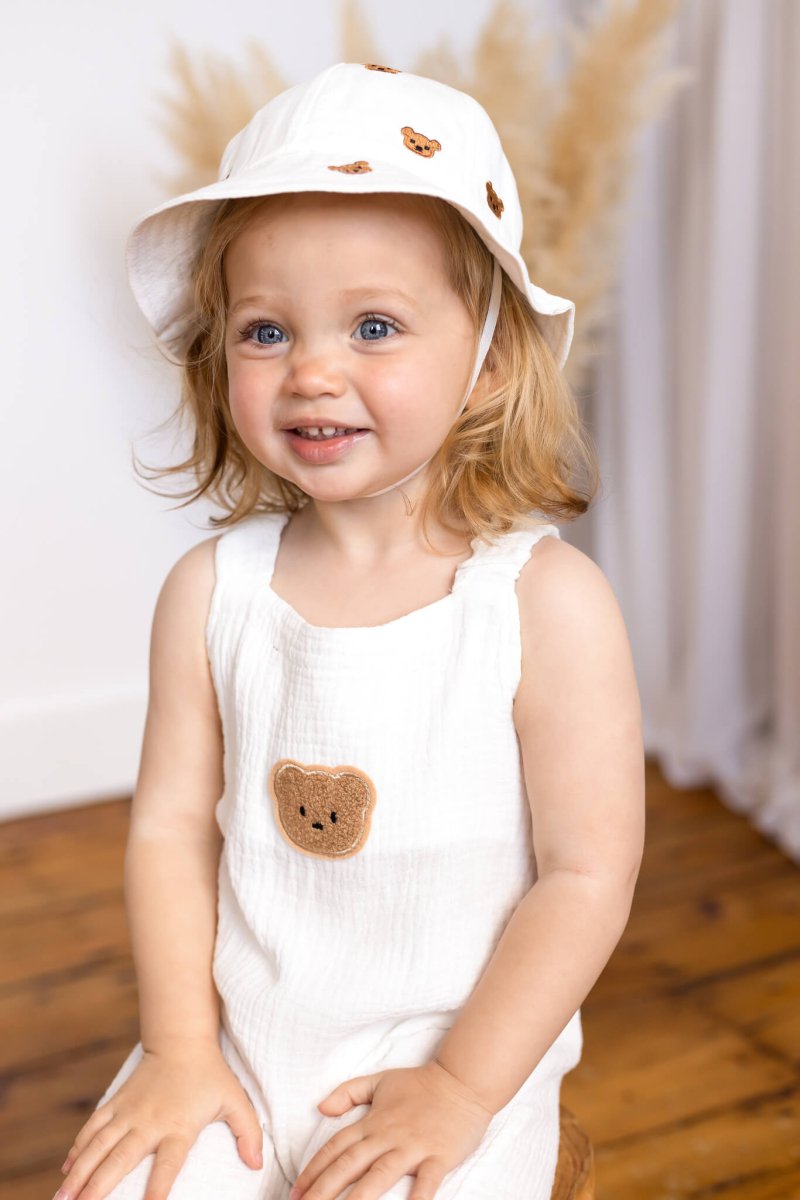The Bear Set Hat &amp; Romper White