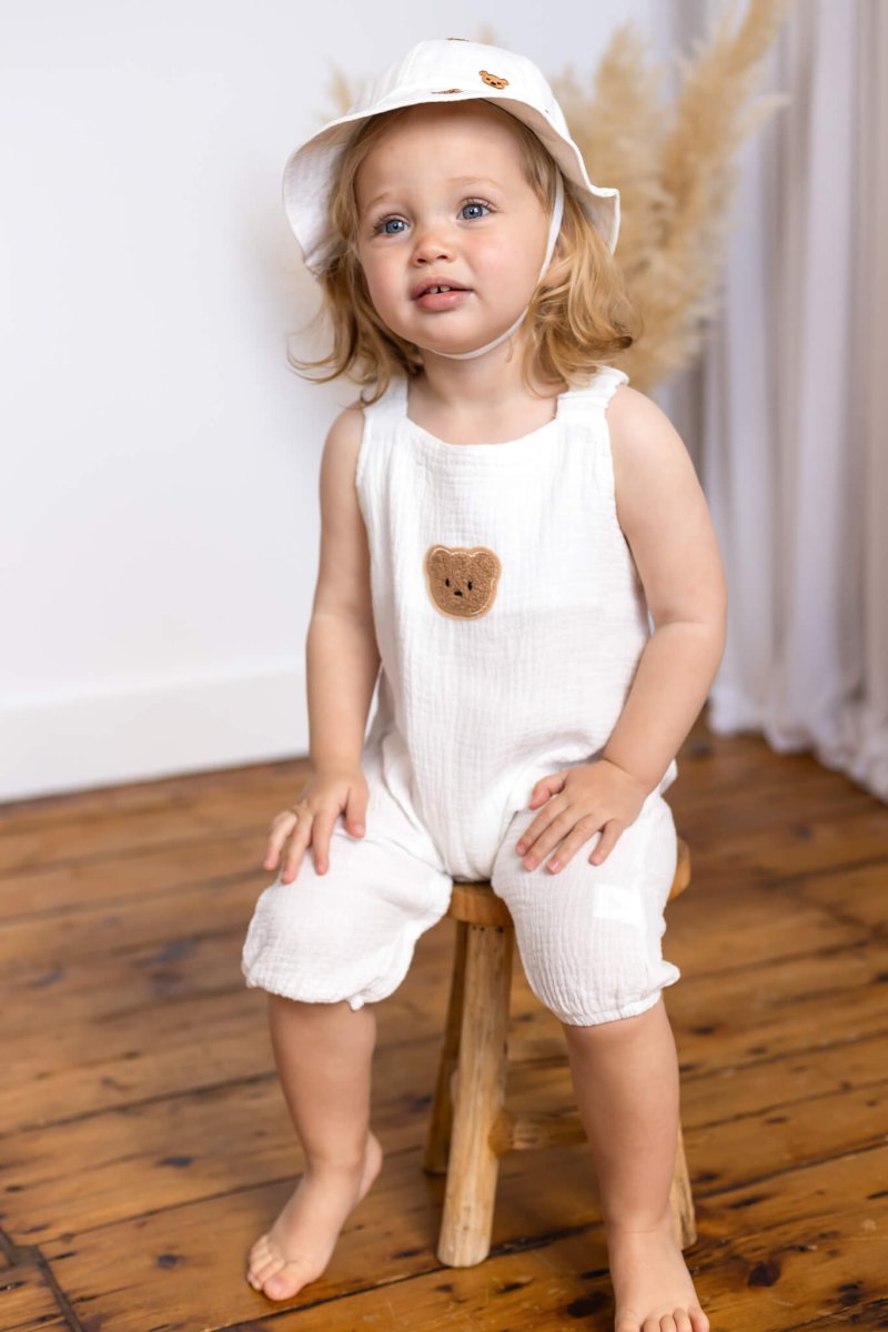 The Bear Set Hat &amp; Romper White