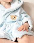 COZY Bear Hooded Dressing Gown Bear Ears - Blue