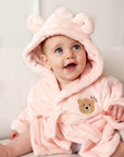 COZY Bear Hooded Dressing Gown Bear Ears - Pink