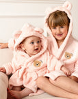 COZY Bear Hooded Dressing Gown Bear Ears - Pink