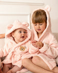 COZY Bear Hooded Dressing Gown Bear Ears - Pink