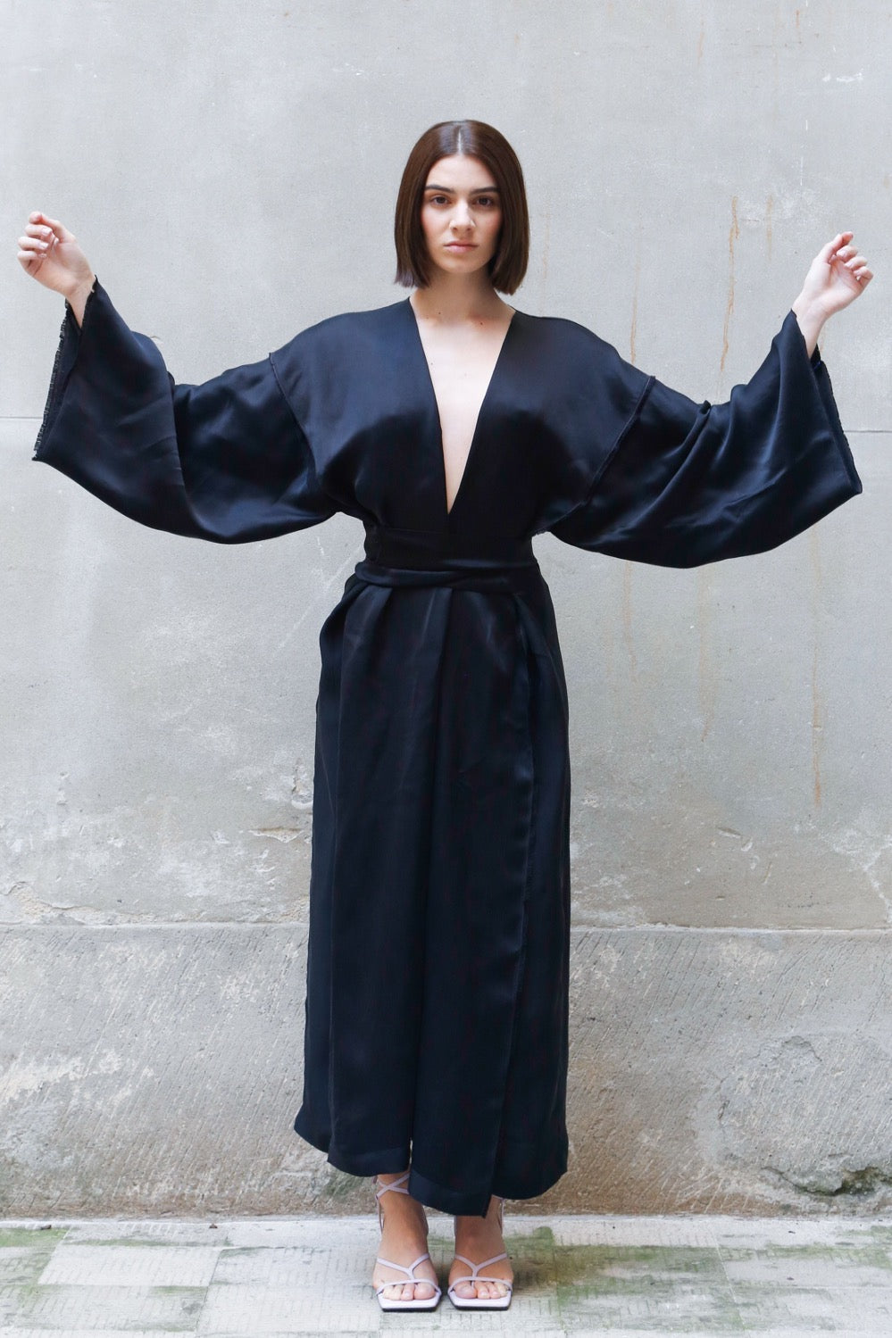 Bemberg Kimono Wrap Dress-0