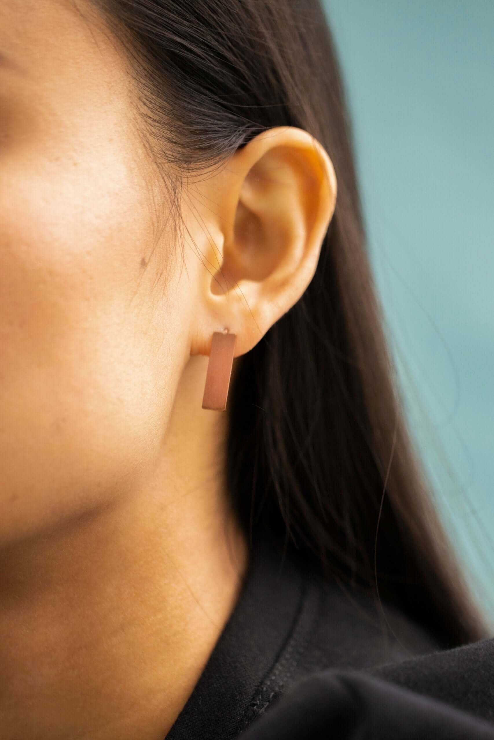 Corner Rose Gold Earrings with Brushed Finish