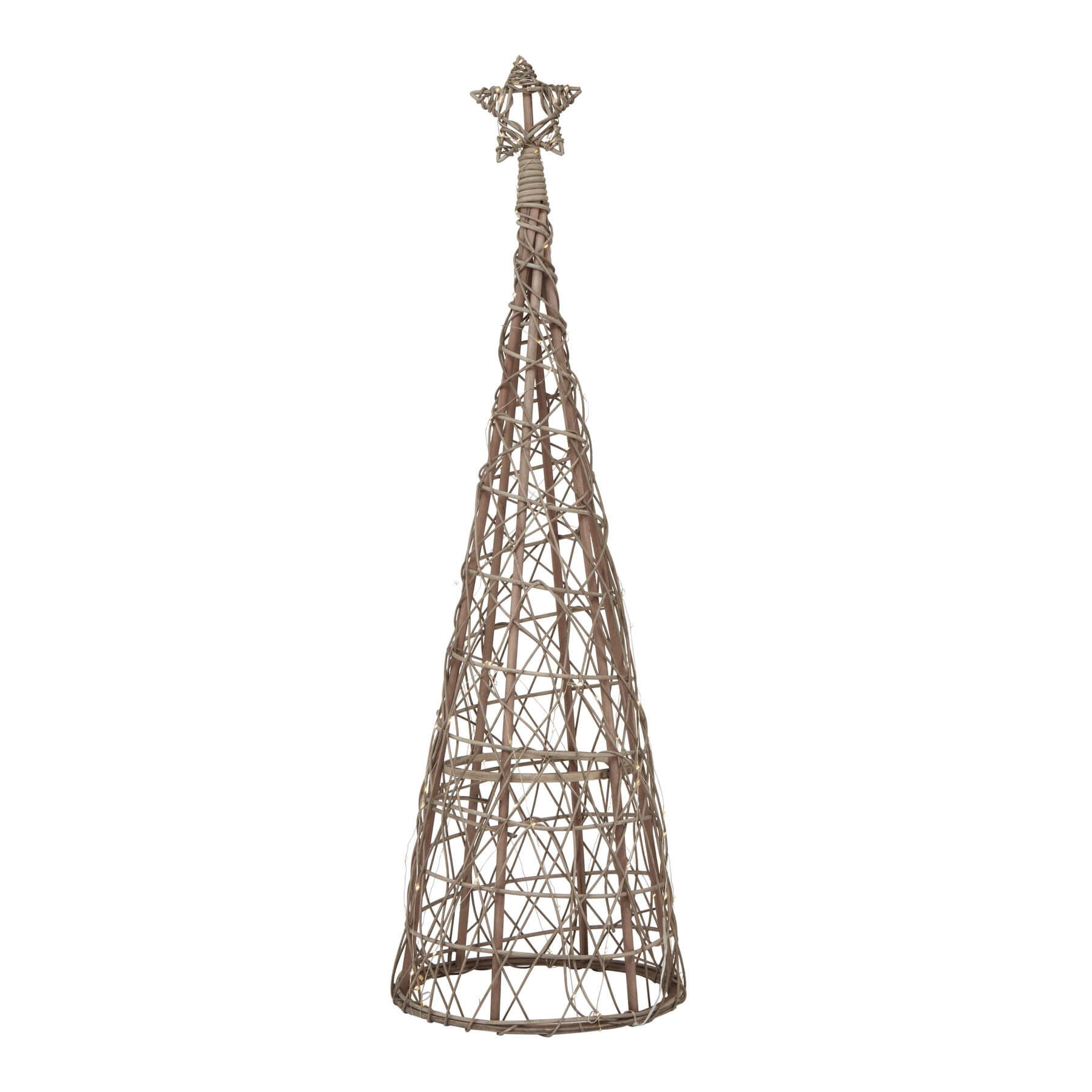 Festive LED Star Topped Wicker Christmas Tree Medium