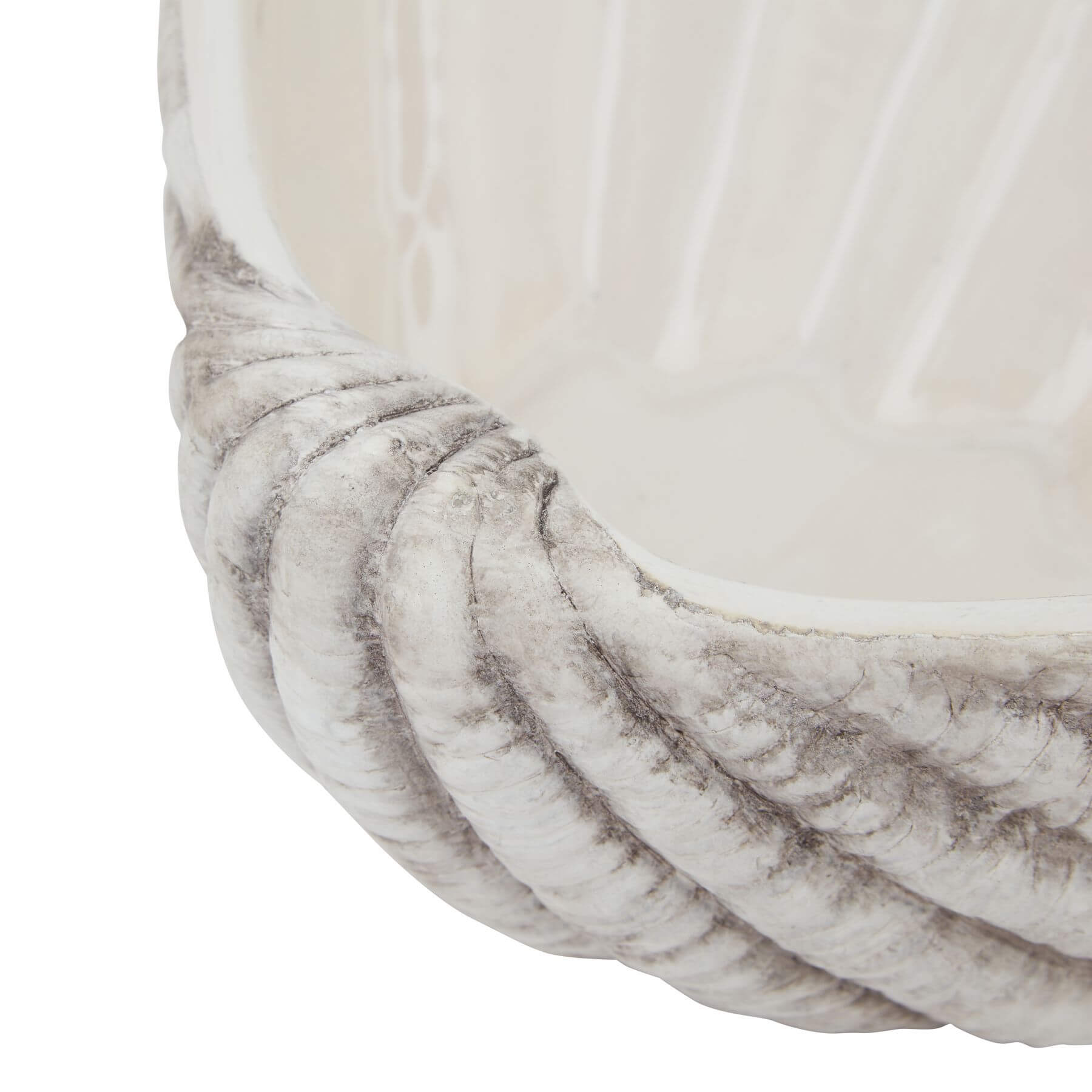 Medium White Ceramic Shell Bowl Coastal Accent