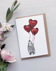 Valentines penguin chick watercolour greetings card, anniversary card