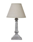 Brushed Wood Column Table Lamp with Linen Shade
