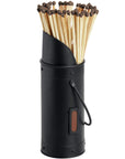 Matte black wooden matchstick holder for fireplace, holds 60 matches, minimalist design (24cm tall) by sostter at brixbailey.com