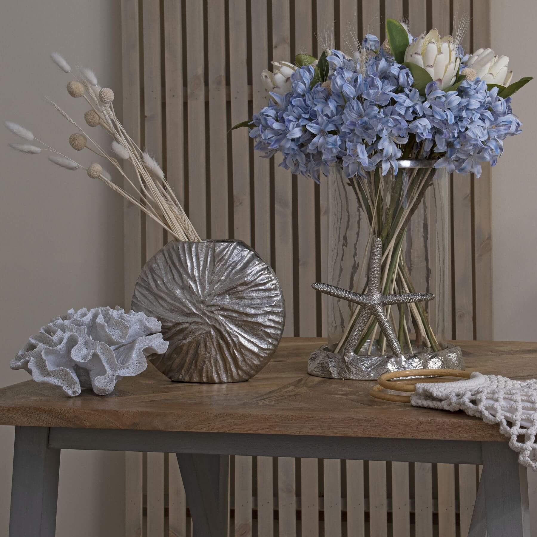 Light Blue Agapanthus Faux Flower Stem with Large Blooms