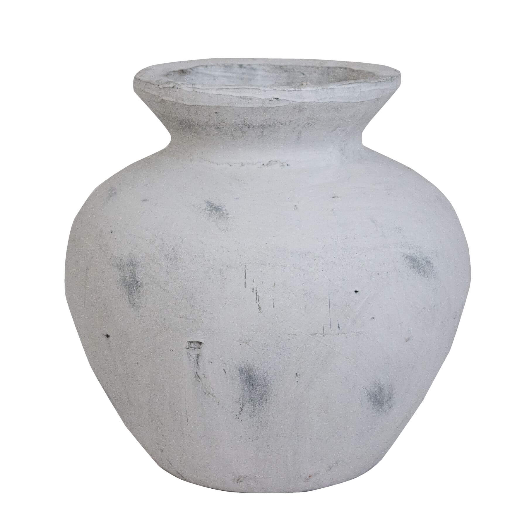 Antique White Ceramic Vase with Greek Inspired Motif