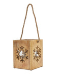 Large Wooden Snowflake Tealight Holder Rustic Decor