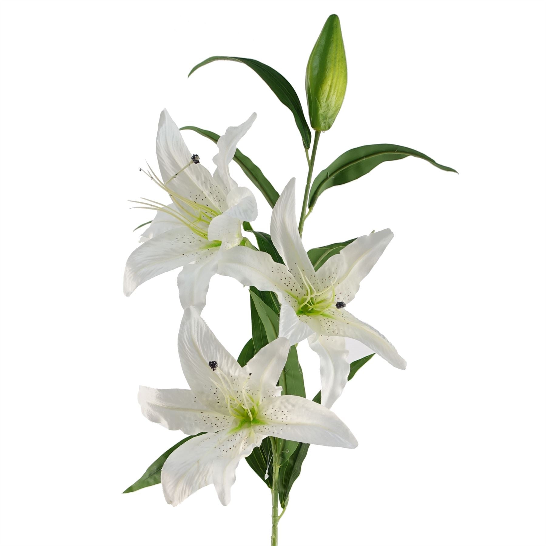 Pack of 6 x Artificial Flowers Large White Lily Stem - 3 Flowers 100cm-2