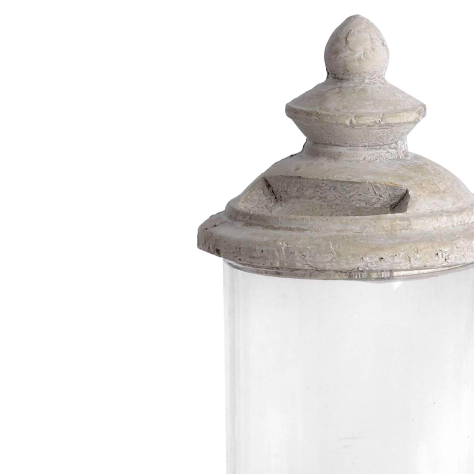 Glass and Stone Hurricane Lantern Candle Holder