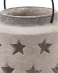 Handcrafted Bloomville Stone Star Lantern Vase in natural ceramic with organic stone texture, 19cm height by Sostter at brixbailey.com