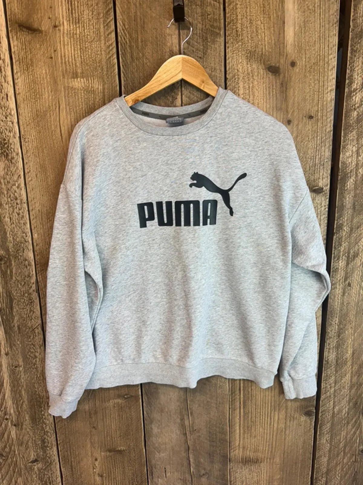 Women’s Vintage Puma Grey Spell Out Jumper Sweater Sweatshirt Size 16