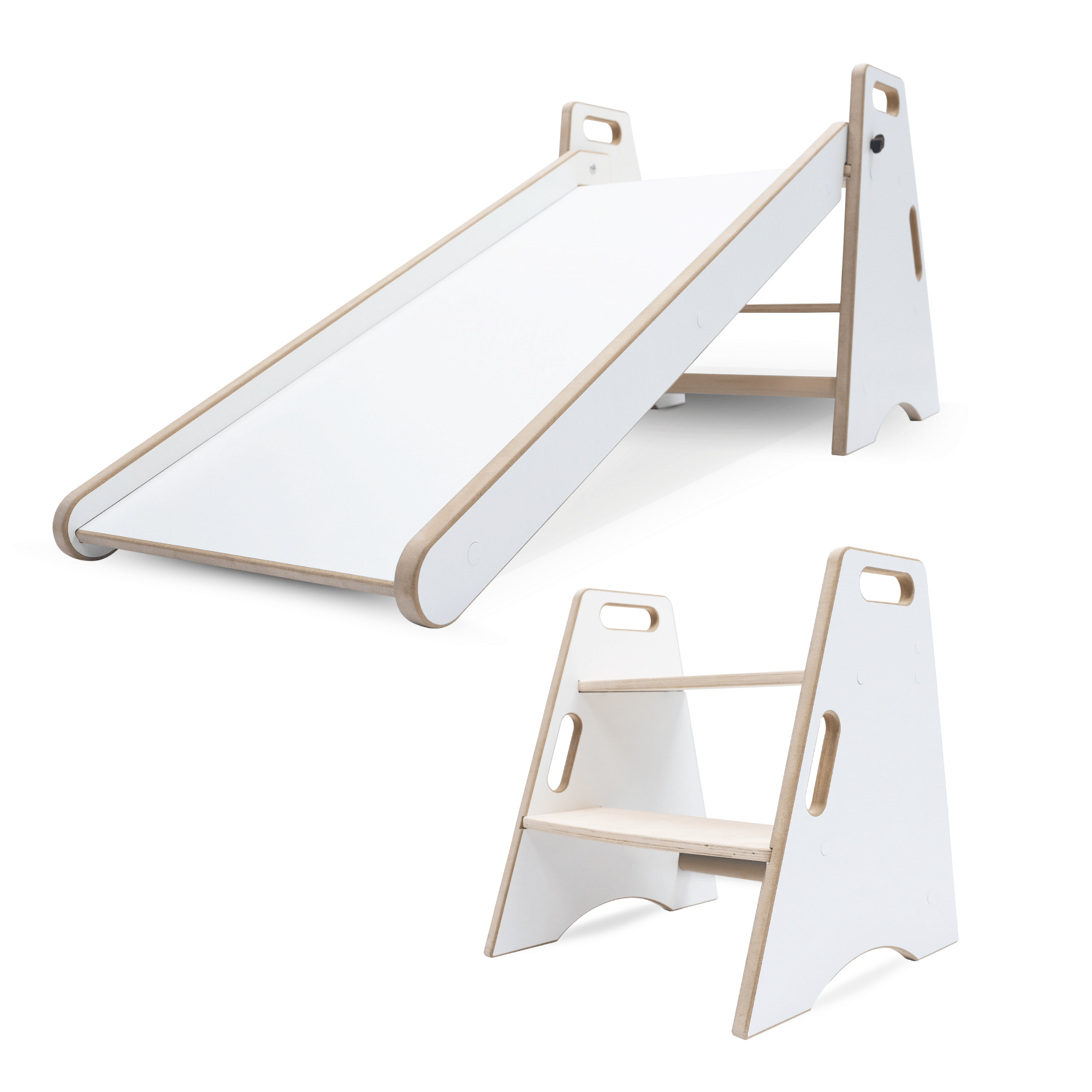 MAMOI® Kinder Indoor Rutsche – 2-in-1 Holzrutsche & Tritthocker | Montessori Kinderrutsche & Küchenhelfer-0