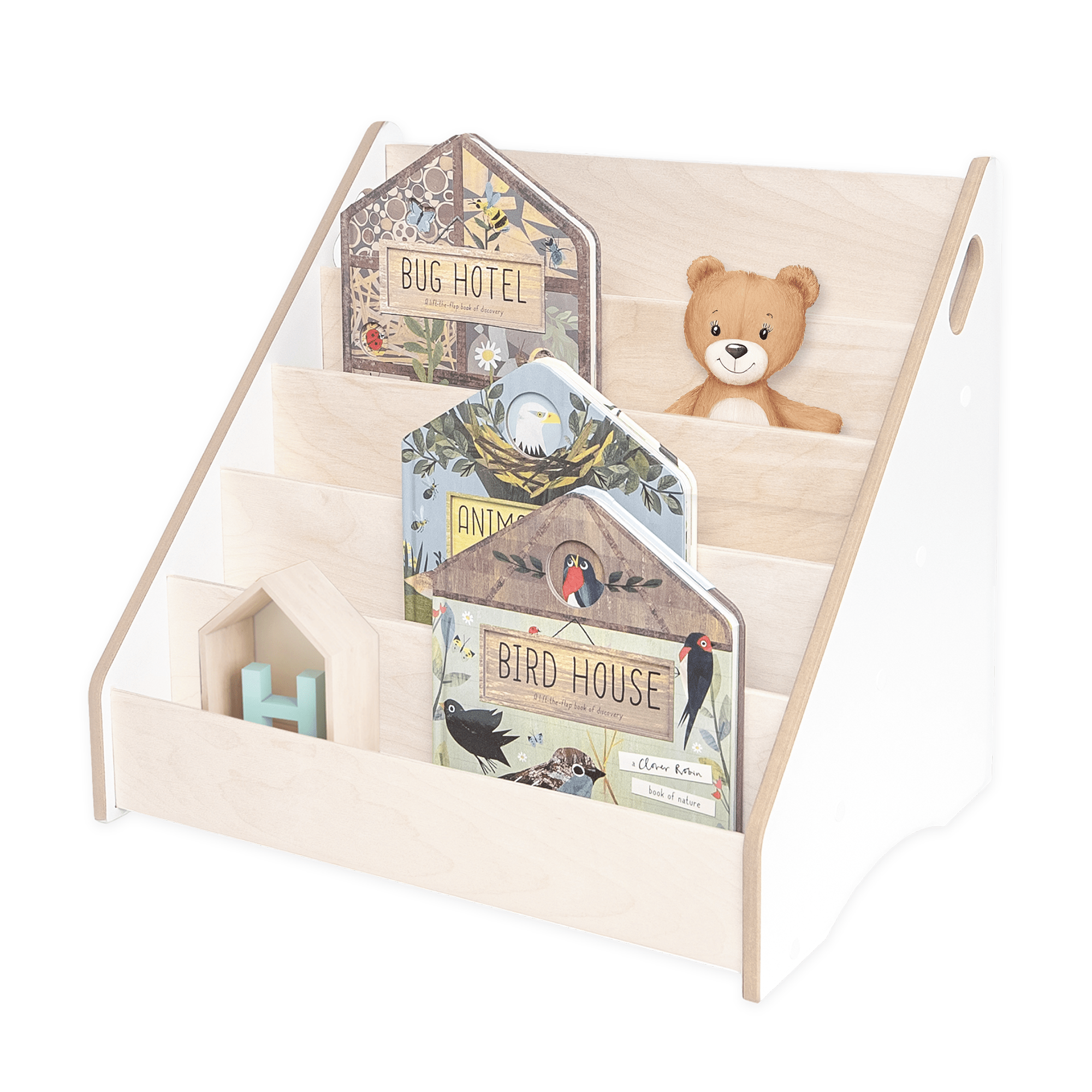 MAMOI®  Bücherregal Kinder aus holz, Kinderbücherregal, Bücherständer,  wandregal kinderzimmer, Regal, Book Shelf, Kinderregal-0