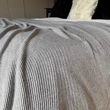 Luxury slate grey diagonal stripe cashmere throw, premium handcrafted 100% cashmere wool blanket, stylish home decor by Wildash London at brixbailey.com