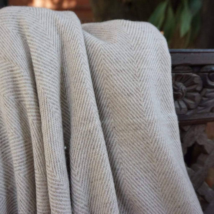 Luxury Noble Cashmere Blanket, 100% pure cashmere handwoven in Nepal, honey gold herringbone throw, premium oversized 125cm x 250cm by Wildash London at brixbailey.com