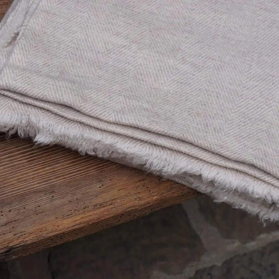 Luxury Noble Cashmere Blanket, handwoven 100% pure cashmere wool, honey gold herringbone throw, premium oversized 125cm x 250cm by Wildash London at brixbailey.com