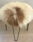 Luxury British sheepskin seat cover, premium 100% natural round hide, 35cm cream and light brown, therapeutic hypoallergenic fur by Wildash London at brixbailey.com