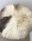Luxury British sheepskin seat cover, 100% natural round hide, 35cm cream and light brown, premium hypoallergenic fur by Wildash London at brixbailey.com