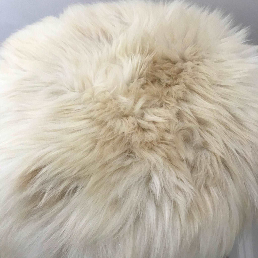 100% Genuine Real Sheepskin Seat Pad British Roundie 35cm Cream / Light Browns