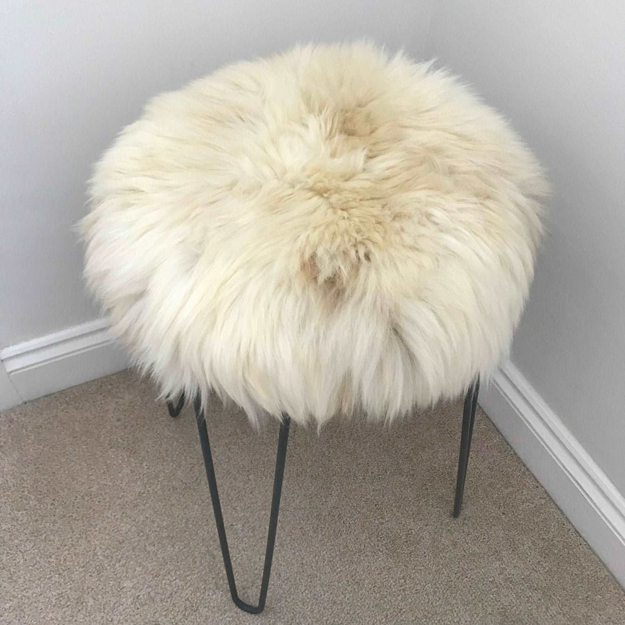 100% Genuine Real Sheepskin Seat Pad British Roundie 35cm Cream / Light Browns