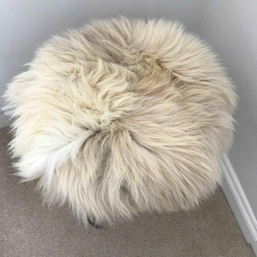 100% Genuine Real Sheepskin Seat Pad British Roundie 35cm Cream / Light Browns
