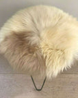 Luxury British sheepskin seat cover, 100% natural round hide, 35cm cream with light browns, premium hypoallergenic fur by Wildash London at brixbailey.com