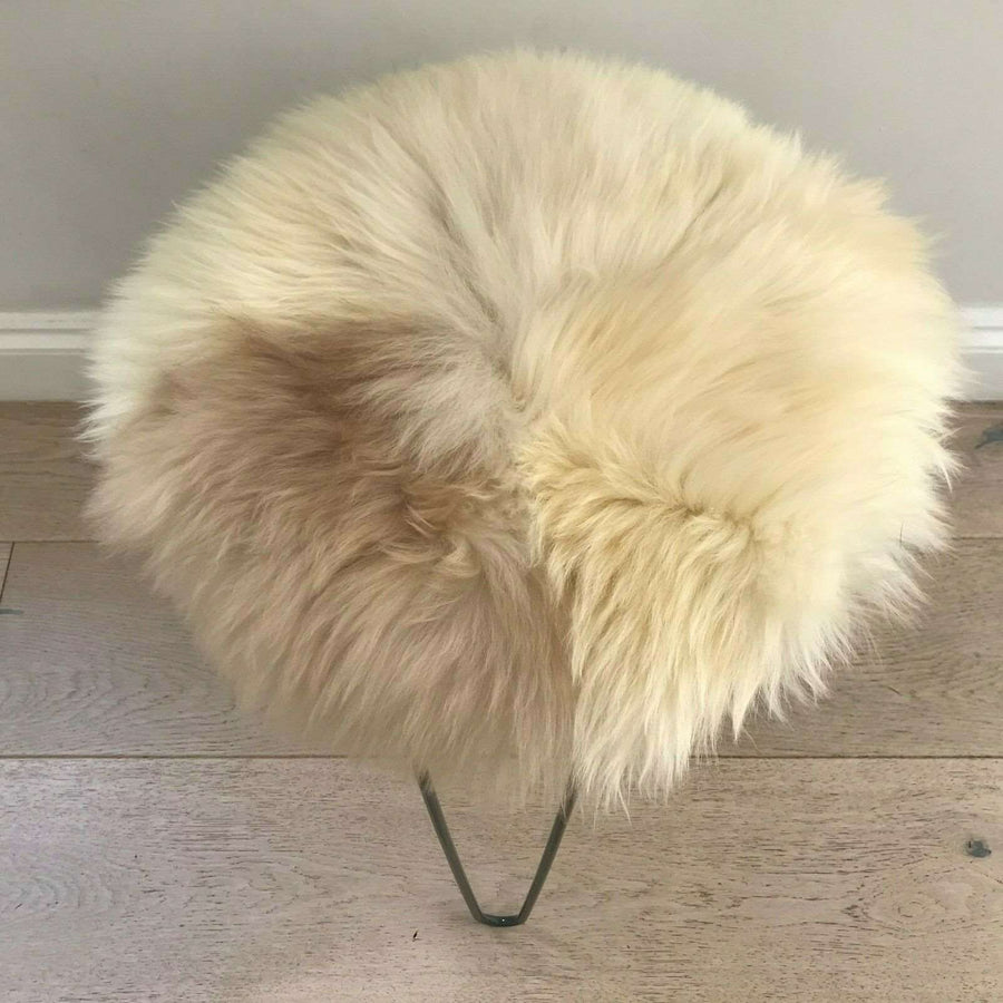 100% Genuine Real Sheepskin Seat Pad British Roundie 35cm Cream / Light Browns