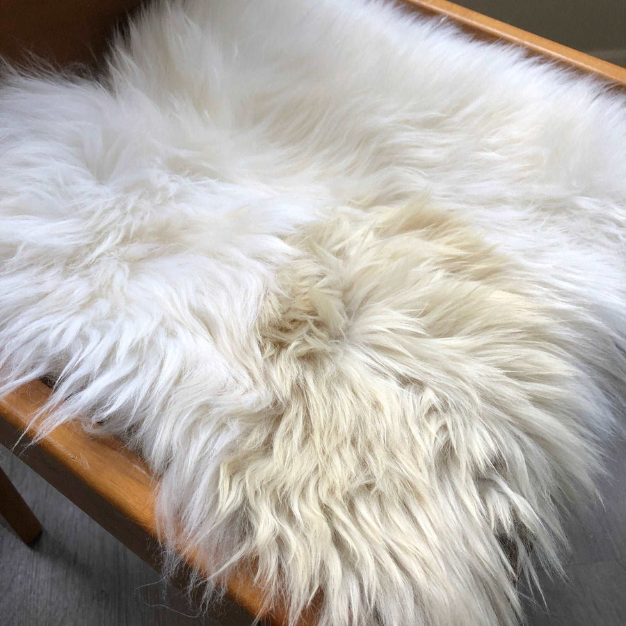 Luxury British sheepskin seat cover, lights cream and brown rare breed, 37cm x 37cm, premium natural hide, hypoallergenic, sustainable by Wildash London at brixbailey.com