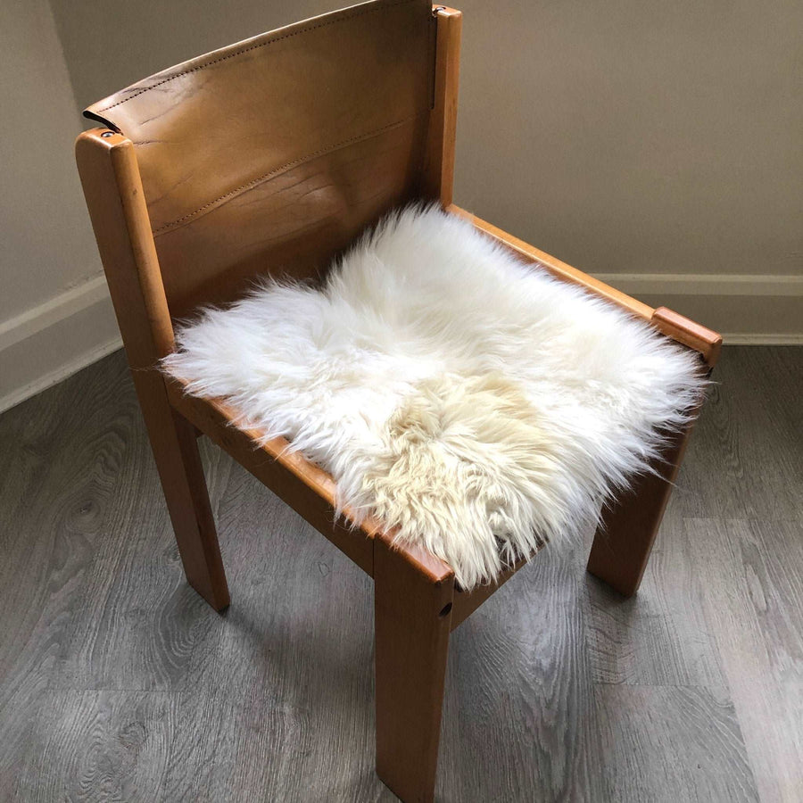 Luxury British sheepskin seat cover, lights cream and brown rare breed, 37cm x 37cm, premium natural hide, handcrafted and hypoallergenic by Wildash London at brixbailey.com